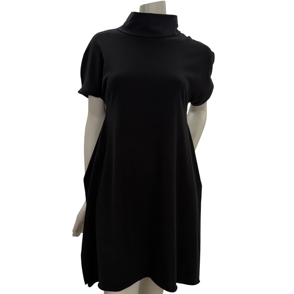 Simple Black Mock Neck Knit Dress One of a kind Lagenlook‎ Minimalist NWT Medium